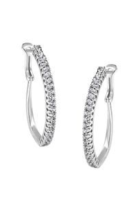 10KT White Gold 1 cttw Diamond Hoop Earrings